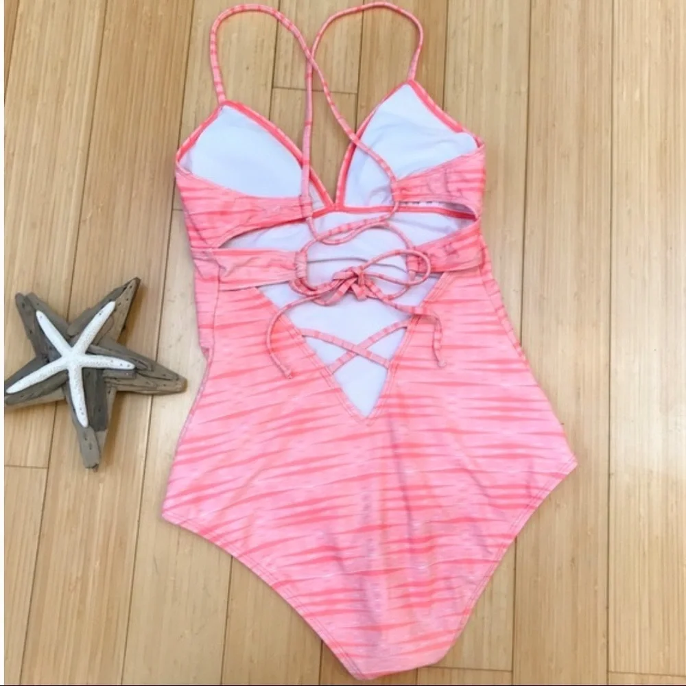 Athleta Ariel Peach One Piece Bathing Suit, S. - Picture 4 of 7